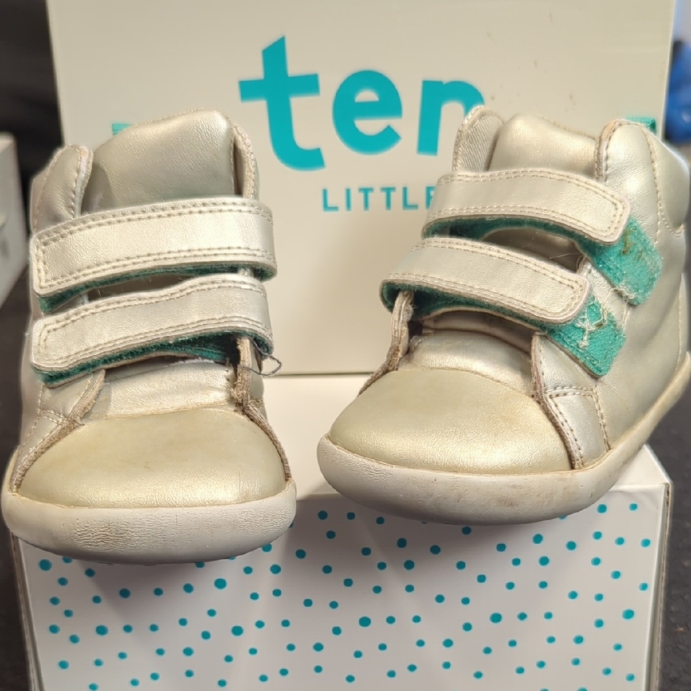 Silver and Green Kids Shoes